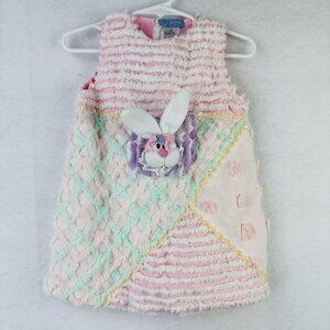 Chenille Girl 2T Bunny Rabbit A Line Dress Easter 3D Pink Sleeveless Fuzzy